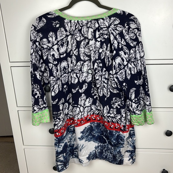 Custo Barcelona Navy and Red Leaf Print Sweater - L - Picture 12 of 12